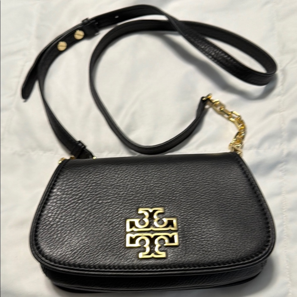 Tory Burch Black Crossbody Bag with Gold Accents